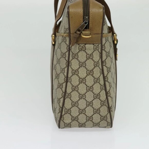 GUCCI GG Supreme Web Sherry Line Bag PVC 2way Beige Gold 40 02 015 Auth yk18574 - Picture 4 of 14